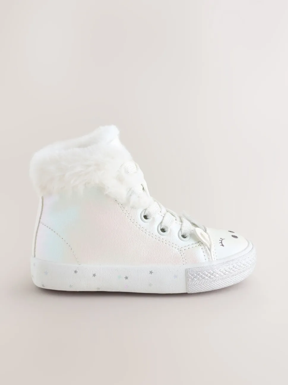 White Shimmer Unicorn Standard Fit (F) Character High Top Trainers
