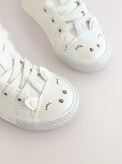 White Shimmer Unicorn Standard Fit (F) Character High Top Trainers