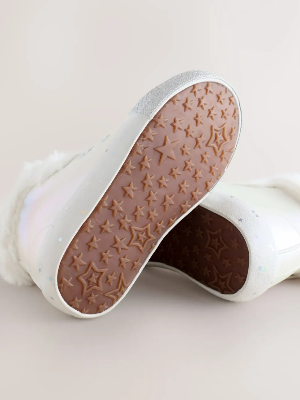White Shimmer Unicorn Standard Fit (F) Character High Top Trainers