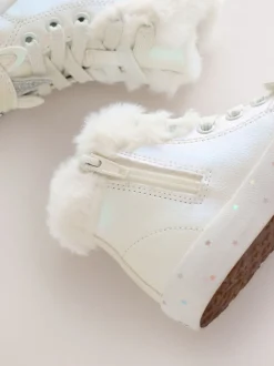 White Shimmer Unicorn Standard Fit (F) Character High Top Trainers