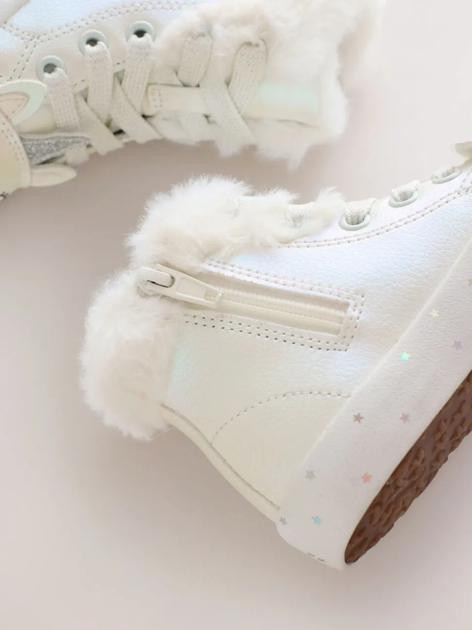 White Shimmer Unicorn Standard Fit (F) Character High Top Trainers