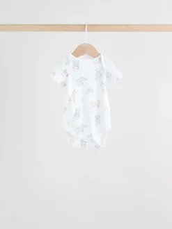 White Short Sleeve Baby Bodysuits 5 Pack