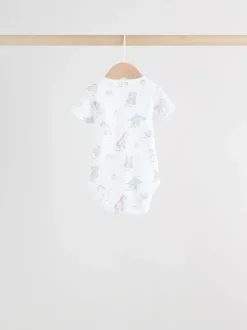 White Short Sleeve Baby Bodysuits 5 Pack