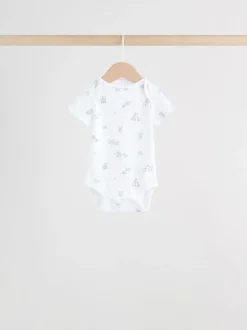 White Short Sleeve Baby Bodysuits 5 Pack