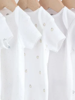 White Short Sleeve Baby Bodysuits 5 Pack