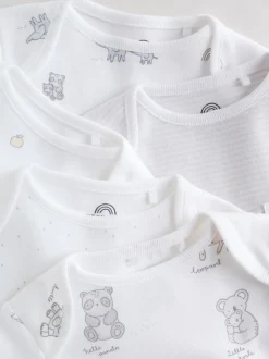 White Short Sleeve Baby Bodysuits 5 Pack