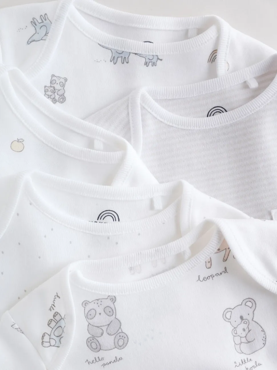 White Short Sleeve Baby Bodysuits 5 Pack