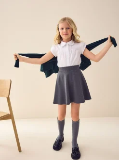 White Short Sleeve Ruffle Collar School Shirt (3-15yrs)
