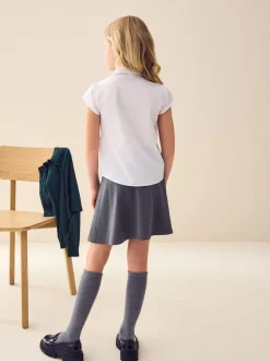 White Short Sleeve Ruffle Collar School Shirt (3-15yrs)