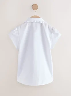 White Short Sleeve Ruffle Collar School Shirt (3-15yrs)