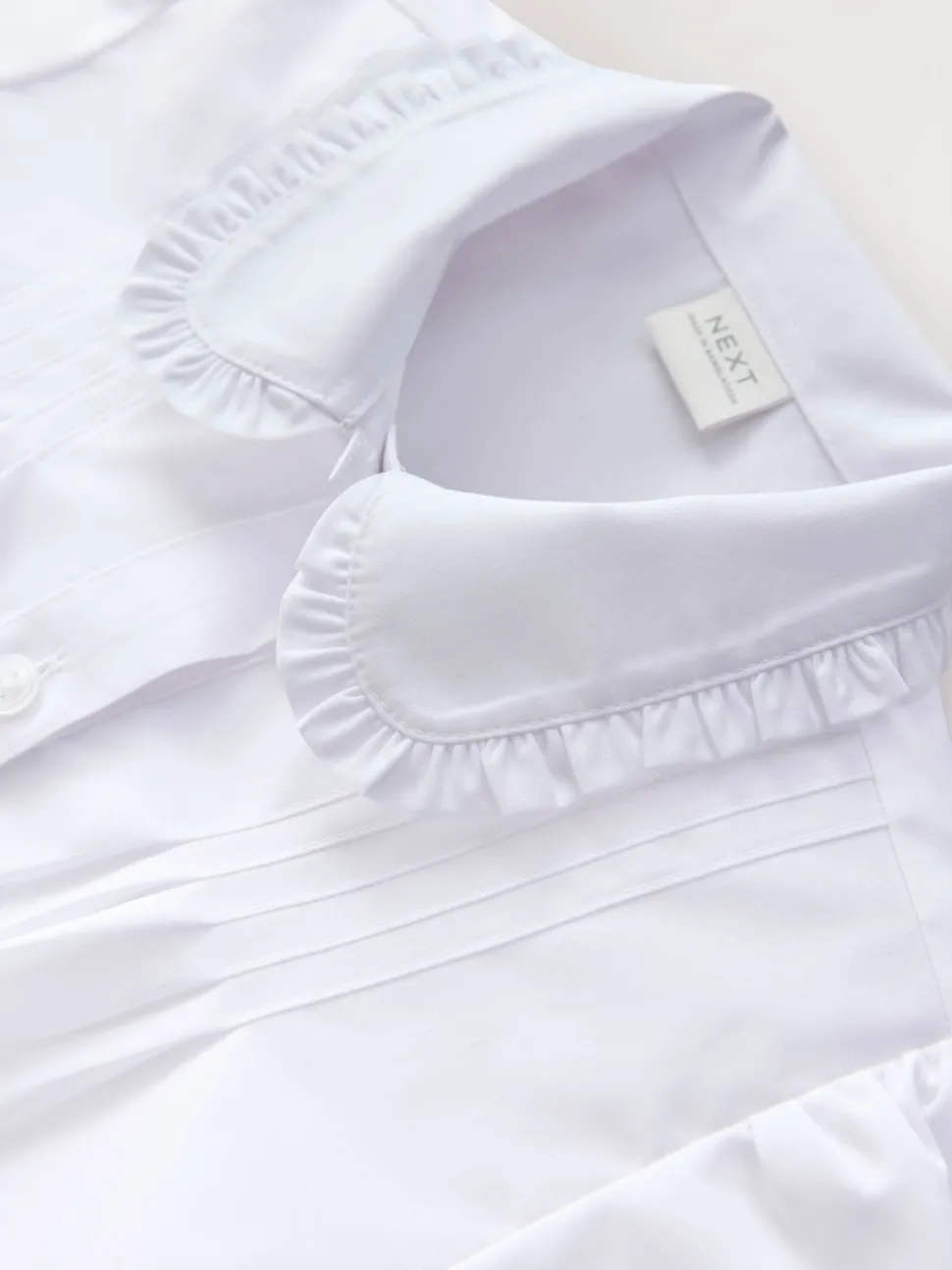 White Short Sleeve Ruffle Collar School Shirt (3-15yrs)