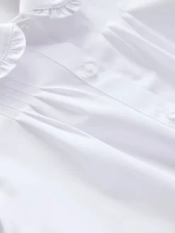 White Short Sleeve Ruffle Collar School Shirt (3-15yrs)