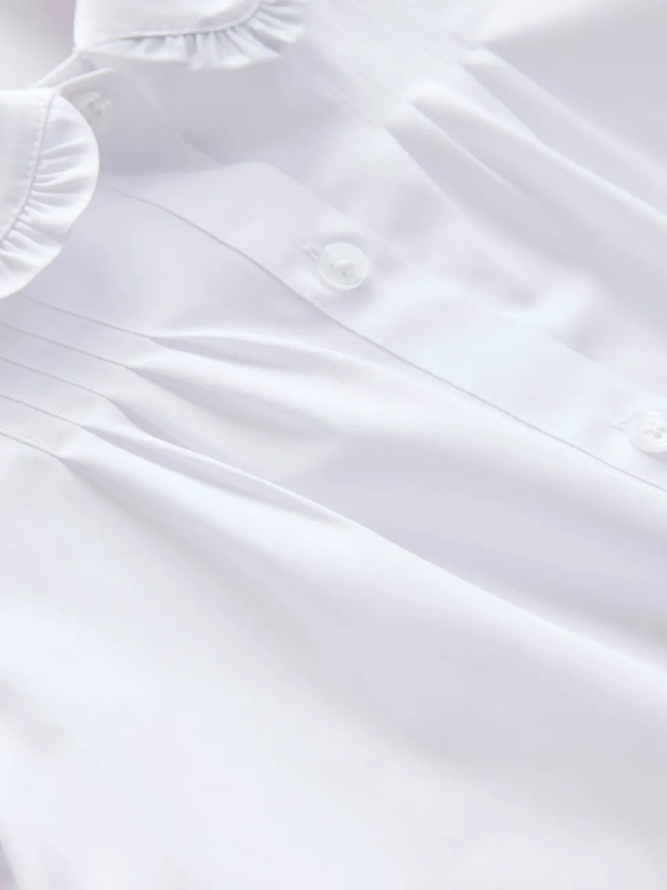White Short Sleeve Ruffle Collar School Shirt (3-15yrs)