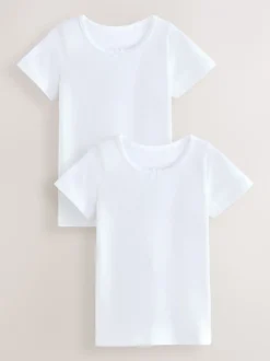 White Short Sleeve Vests 2 Pack (1.5-12yrs)