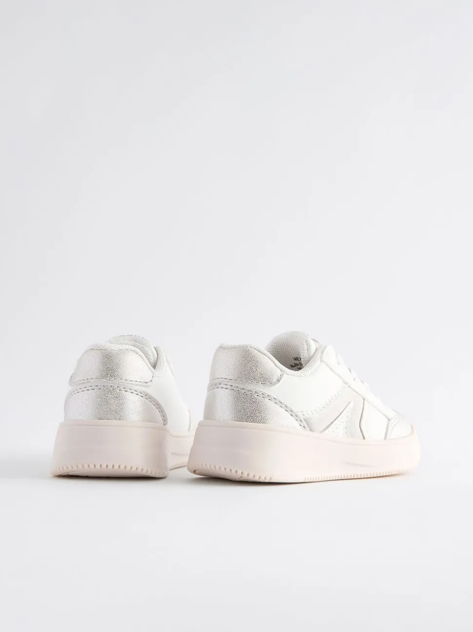 White Silver Chunky Elastic Lace-Up Trainers