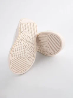 White Silver Chunky Elastic Lace-Up Trainers