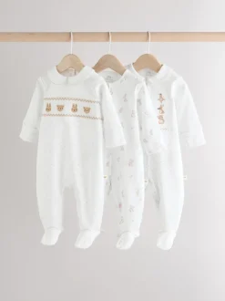 White Sleepsuits 3 Pack (0-2yrs)