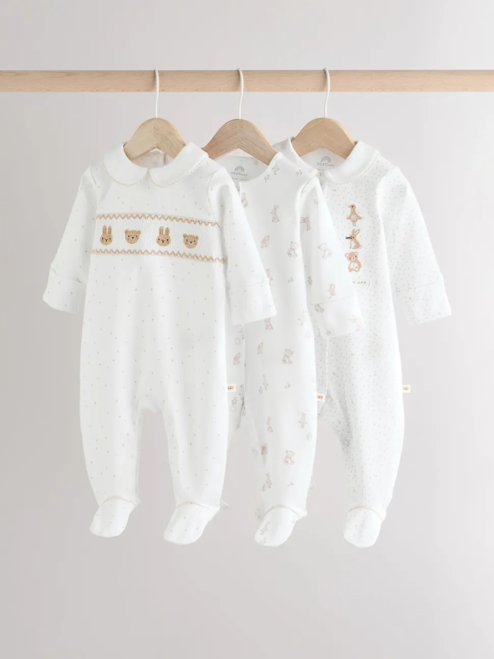 White Sleepsuits 3 Pack (0-2yrs)