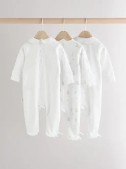 White Sleepsuits 3 Pack (0-2yrs)