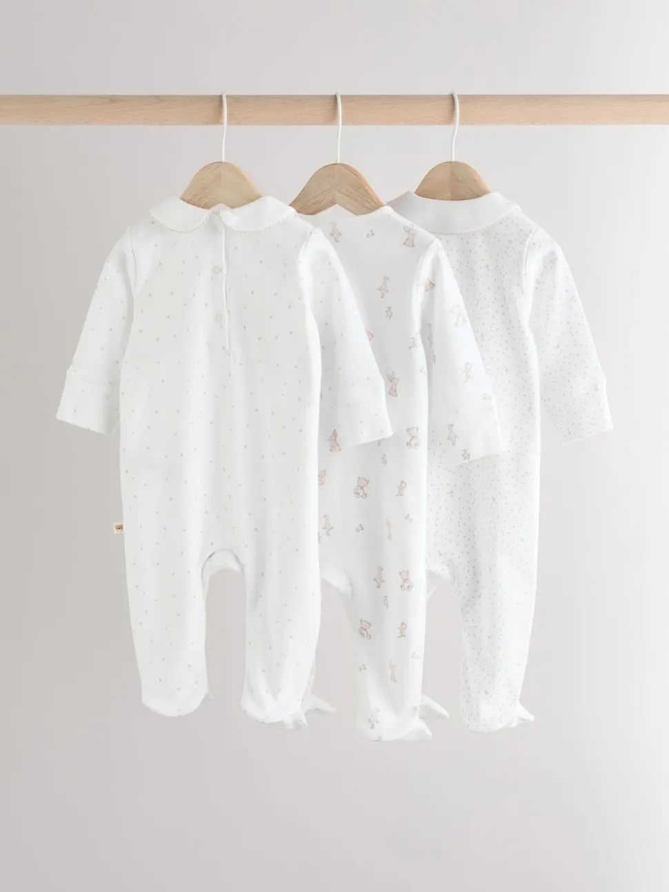 White Sleepsuits 3 Pack (0-2yrs)