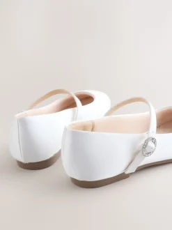 White Stain Resistant Satin Standard Fit (F) Mary Jane Occasion Shoes