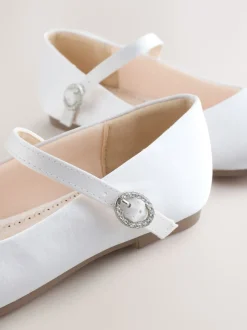 White Stain Resistant Satin Standard Fit (F) Mary Jane Occasion Shoes