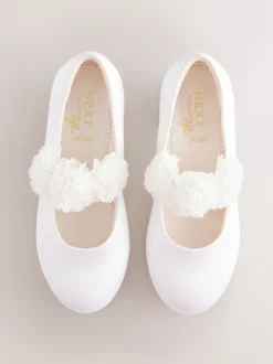 White Stain Resistant Satin Standard Fit (F) Occasion Heeled Corsage Shoes