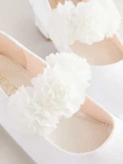 White Stain Resistant Satin Standard Fit (F) Occasion Heeled Corsage Shoes