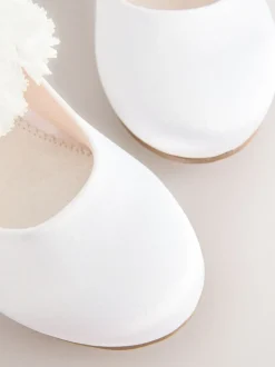 White Stain Resistant Satin Standard Fit (F) Occasion Heeled Corsage Shoes