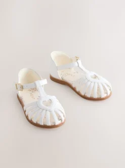 White Standard Fit (F) Fisherman Heart Occasion Sandals