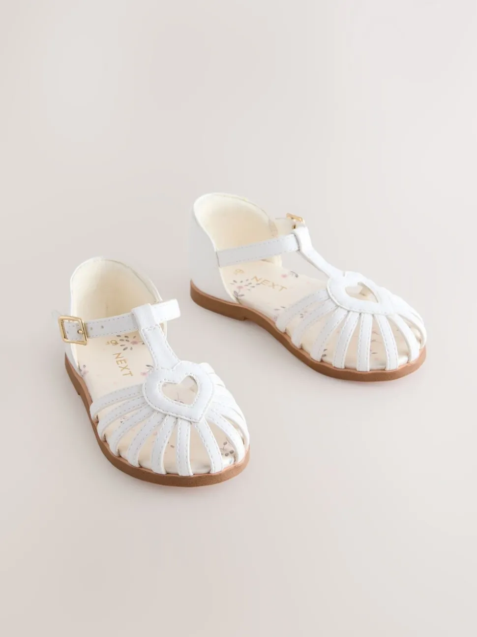 White Standard Fit (F) Fisherman Heart Occasion Sandals