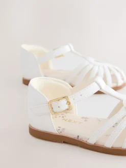 White Standard Fit (F) Fisherman Heart Occasion Sandals