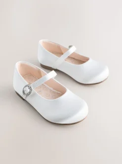 White Standard Fit (F) Flower Girl Occasion Mary Jane Shoes