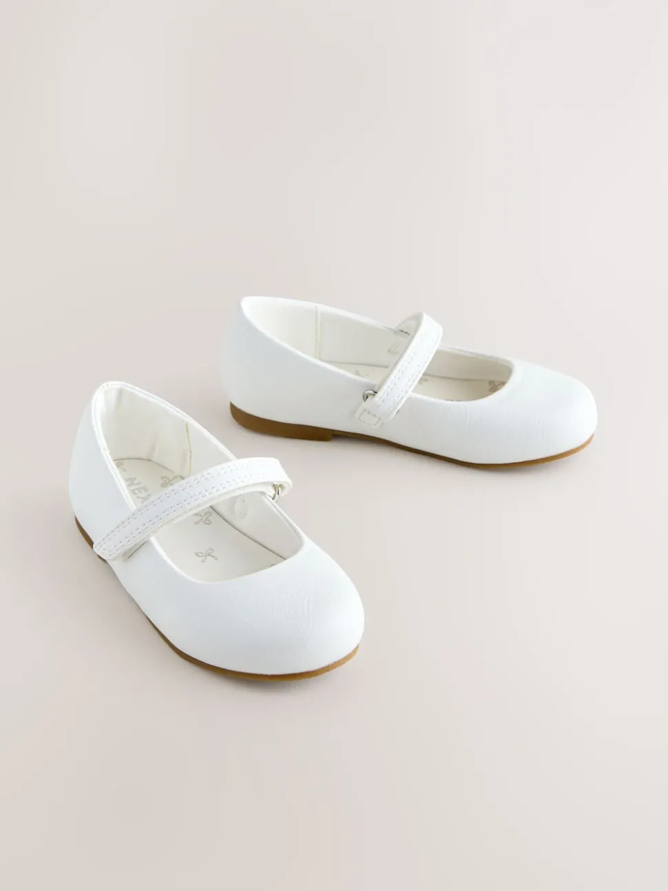 White Standard Fit (F) Mary Jane Touch Fastening Occasion Shoes