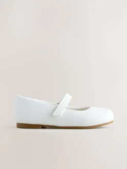 White Standard Fit (F) Mary Jane Touch Fastening Occasion Shoes
