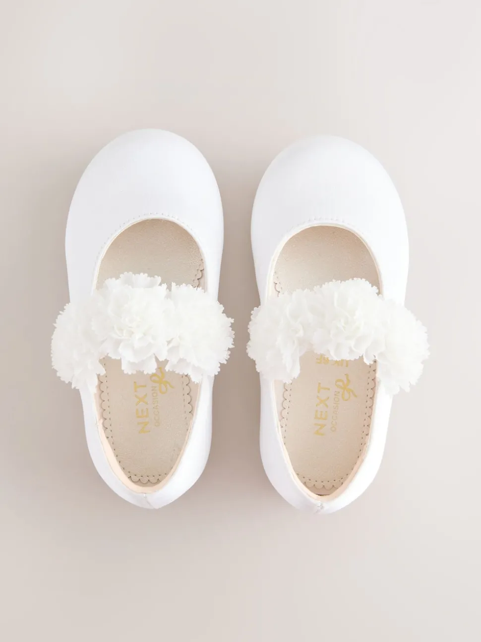White Standard Fit (F) Satin Flower Girl Occasion Mary Jane Shoes
