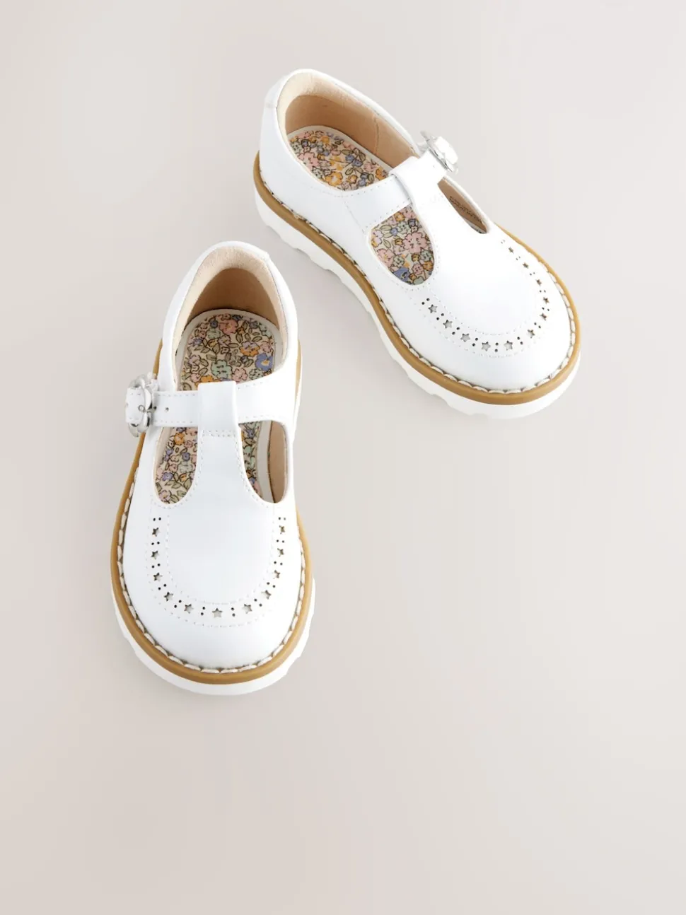 White Standard Fit (F) T-Bar Shoes