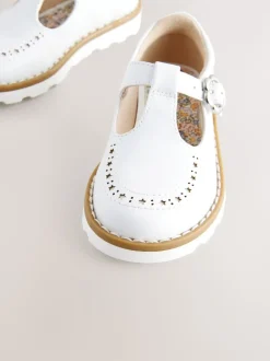 White Standard Fit (F) T-Bar Shoes