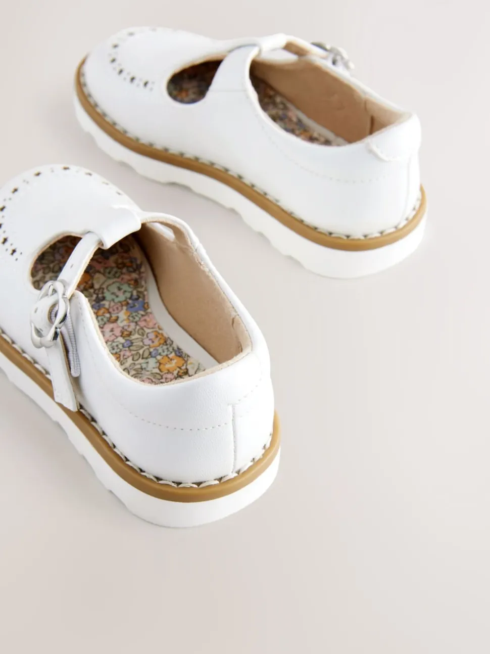 White Standard Fit (F) T-Bar Shoes