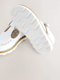 White Standard Fit (F) T-Bar Shoes