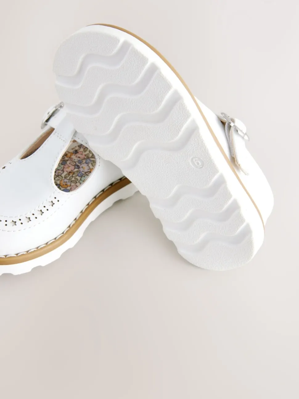 White Standard Fit (F) T-Bar Shoes