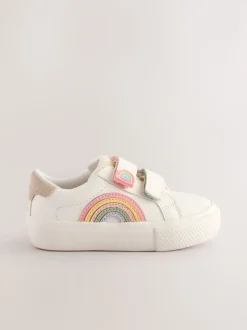 White Standard Fit (F) Touch Fasten Trainers