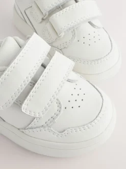 White Standard Fit (F) Touch Fastening Leather First Walker Baby Shoes