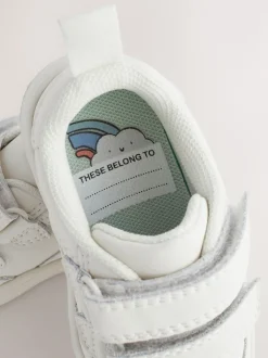 White Standard Fit (F) Touch Fastening Leather First Walker Baby Shoes