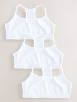 White Strappy Racer Back Crop Tops 3 Pack (5-16yrs)