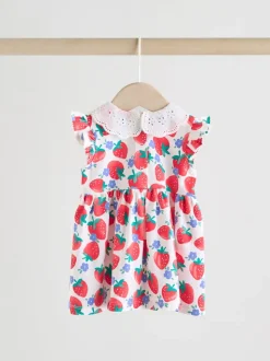 White Strawberry Baby Short Sleeve Dress 2 Pack (0mths-3yrs)