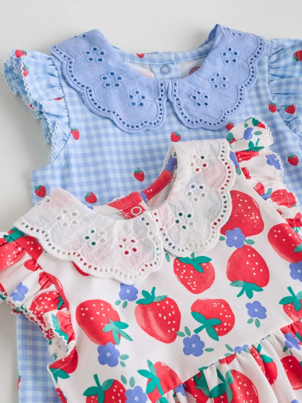 White Strawberry Baby Short Sleeve Dress 2 Pack (0mths-3yrs)