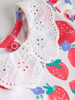 White Strawberry Baby Short Sleeve Dress 2 Pack (0mths-3yrs)