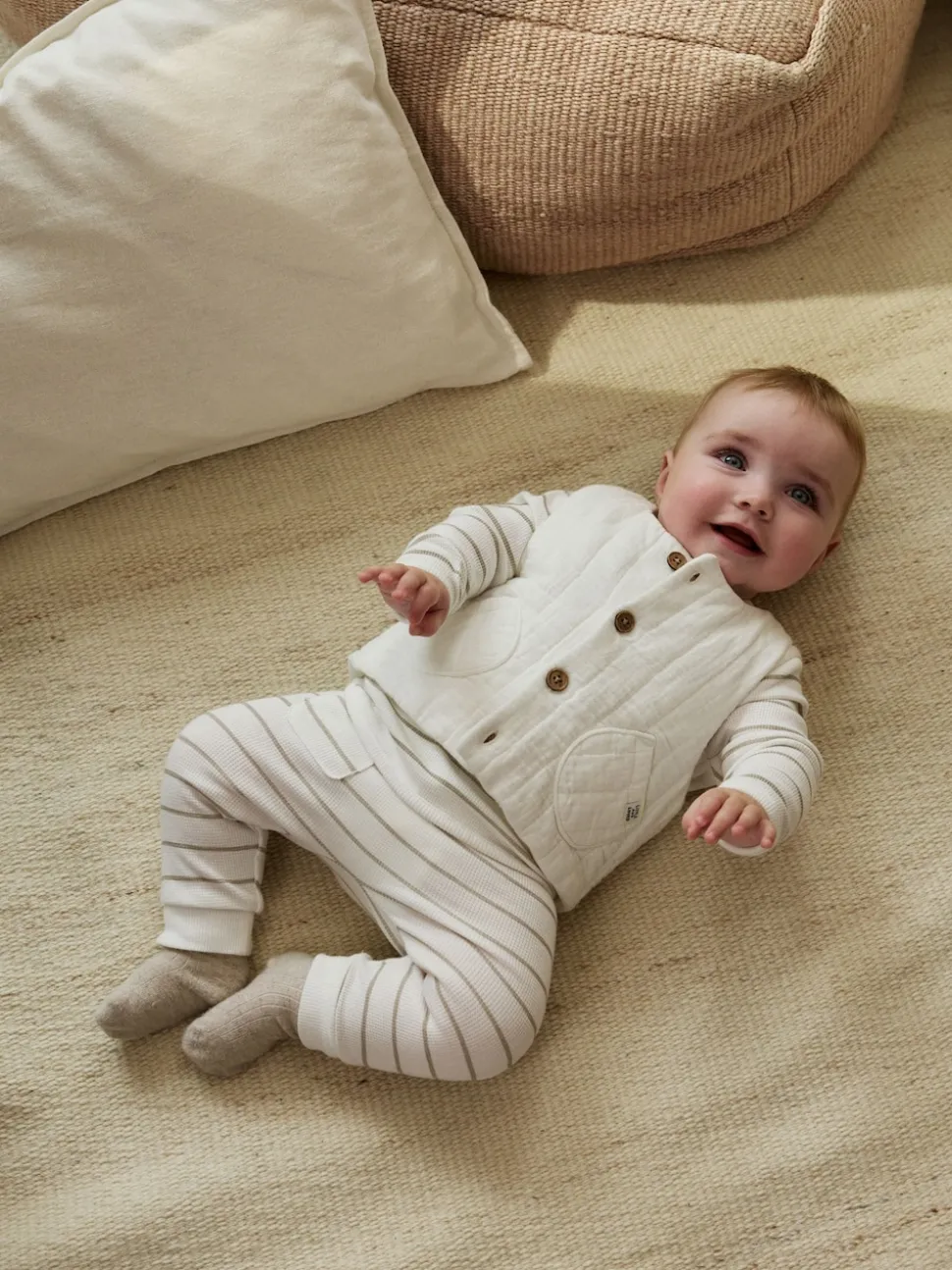 White Stripe Baby Gilet Top and Leggings Set (0mths-2yrs)