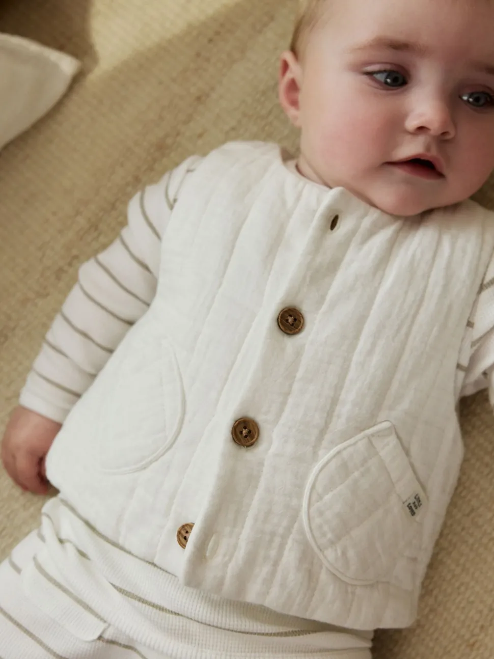 White Stripe Baby Gilet Top and Leggings Set (0mths-2yrs)